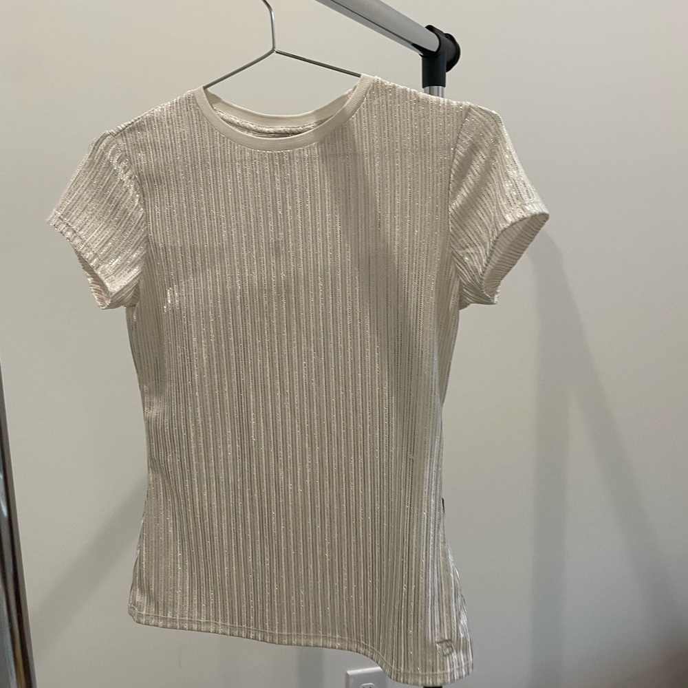 Ted Baker London Metallic Fitted Tee Gold Sz 1